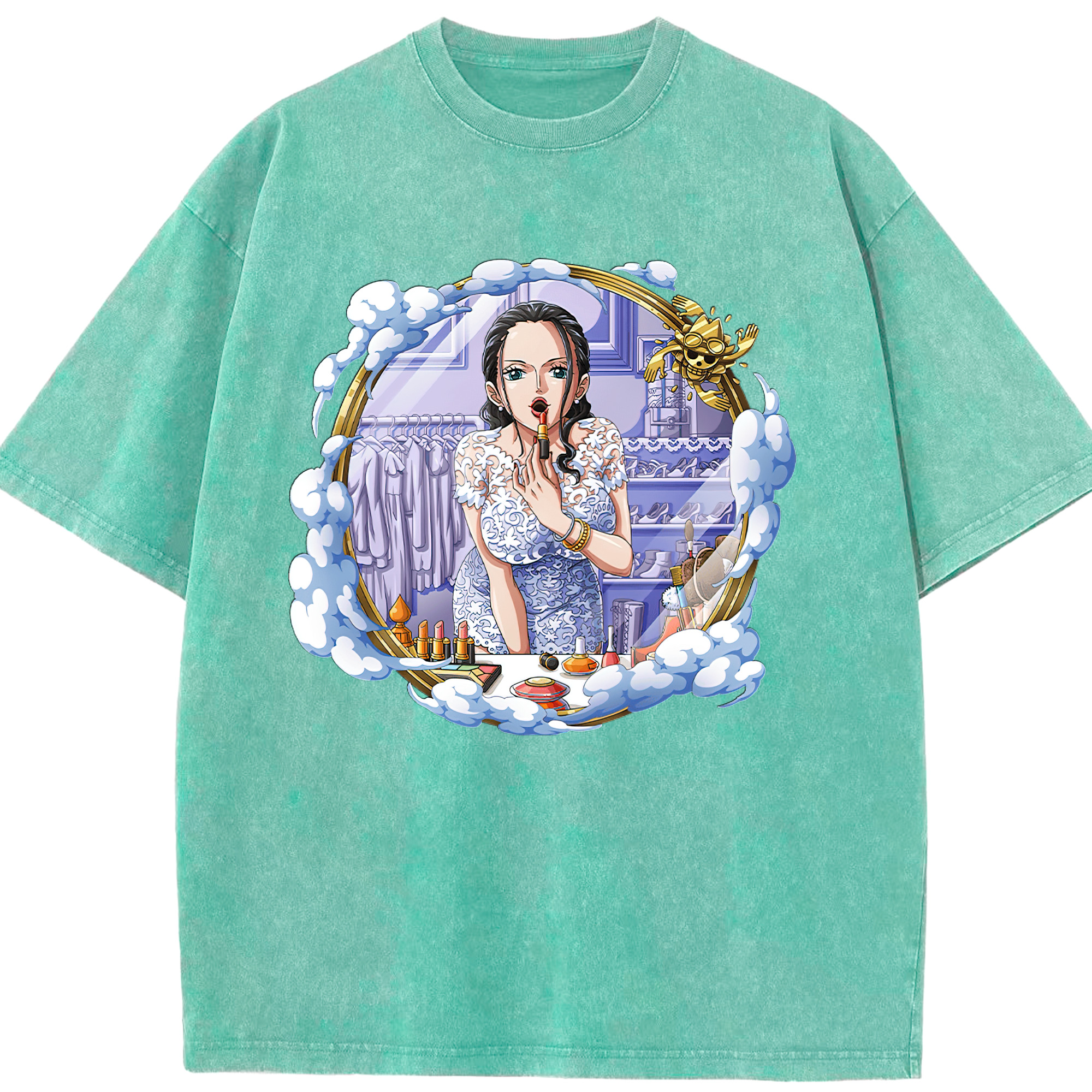 ワンピース ニコ・ロビン ONE PIECE Nico Robin 綿100% ヴィンテージ風 半袖Tシャツ（フロントプリント）